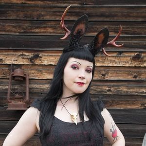 Jackalope 6 Point Antler and Ear Fantasy Headband Etsy Artist OR BEST OFFER